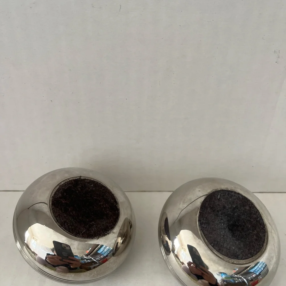 2 Vtg Pottery Barn Silverplated Round Candle Holder/Ash Tray from Pottery Barn